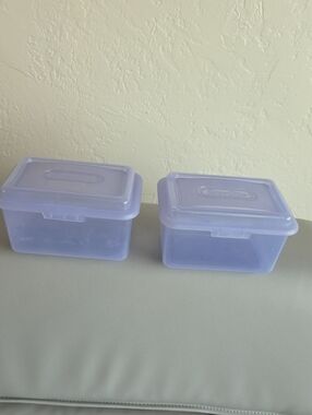 2 Purple Tinted See Thru Plastic Sterilite Storage Containers Like New
